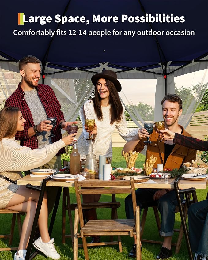 13'x13' Pop-Up Gazebo, Outdoor Hexagonal Patio Gazebo - Image 4