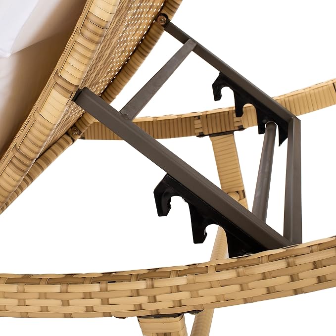 SAFAVIEH Outdoor Collection Colley Natural Wicker/White Cushion Adjustable - Image 7