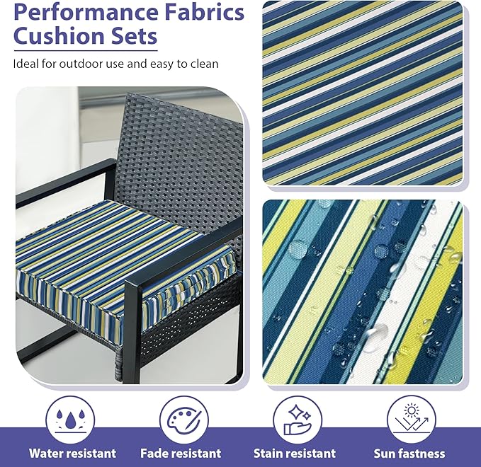Outdoor Chair Cushions Set of 4, Waterproof Outdoor Seat Cushions - Image 3