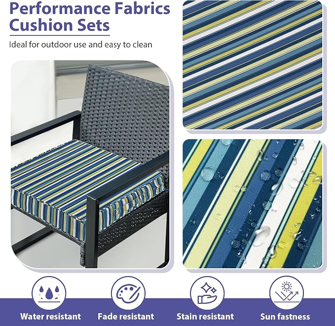 Outdoor Chair Cushions Set of 4, Waterproof Outdoor Seat Cushions - Image 3