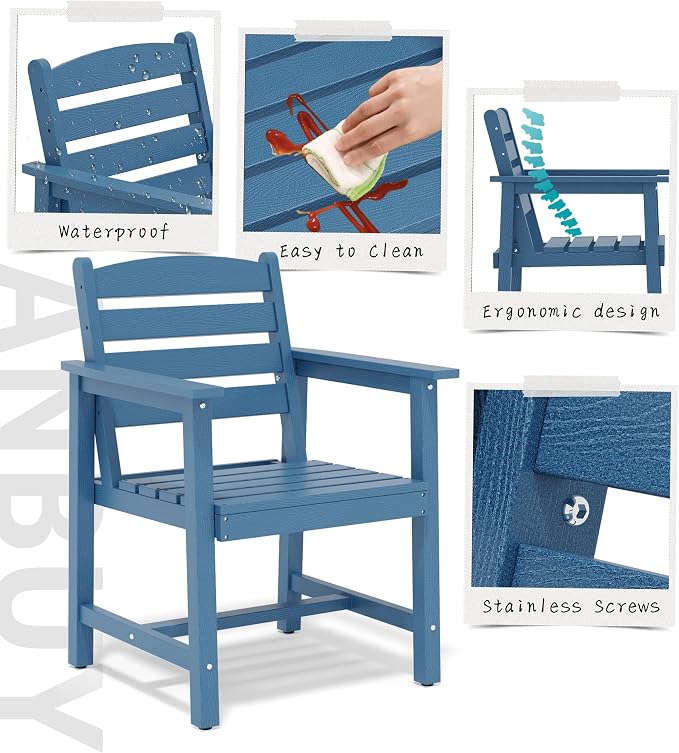 Anbuy Patio HDPE Dining Table Sets, Patio Dining Chairs Set of 2 - Image 3