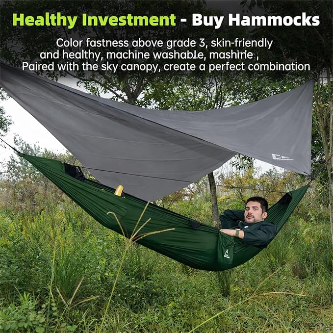 Camping Hammock with Mosquito Net and RainFly Tarp - Image 3