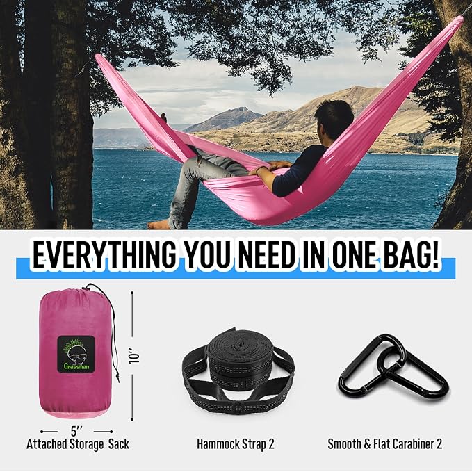 Grassman Camping Hammock Double & Single Portable Hammock - Image 3