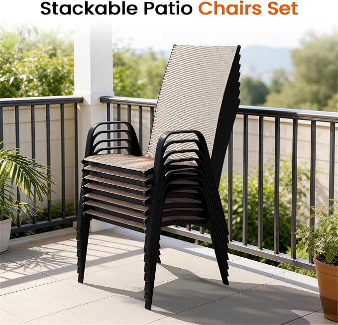 JEAREY Patio Dining Chairs Set of 6, Outdoor Stackable Dining Furniture Set - Image 7