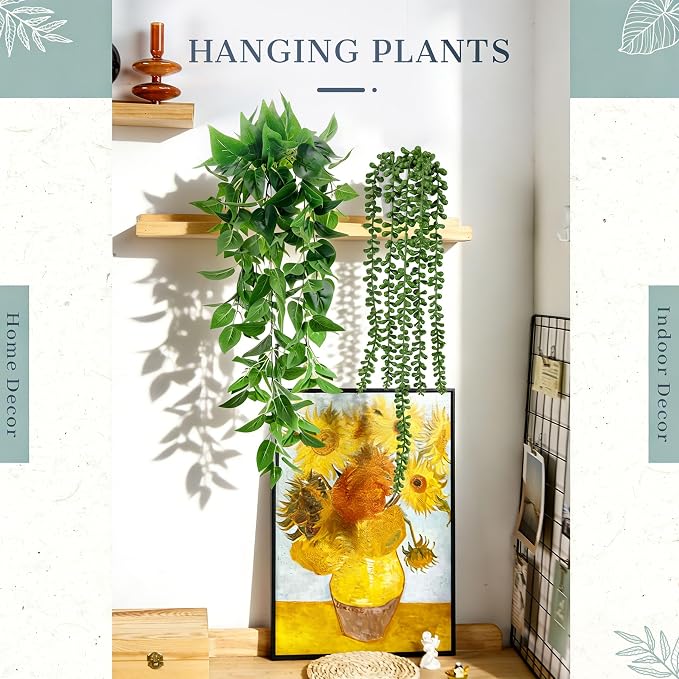 Der Rose 4Pcs Fake Plants Hanging Artificial Ivy Vine Faux Eucalyptus Hanging - Image 7