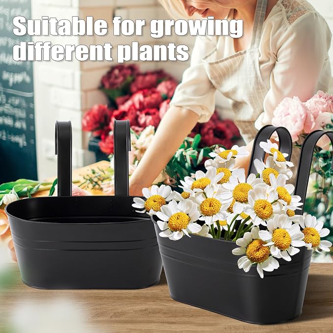 5 Pcs Iron Hanging Flower Pots 11 Inch Hanging Planters - Image 3