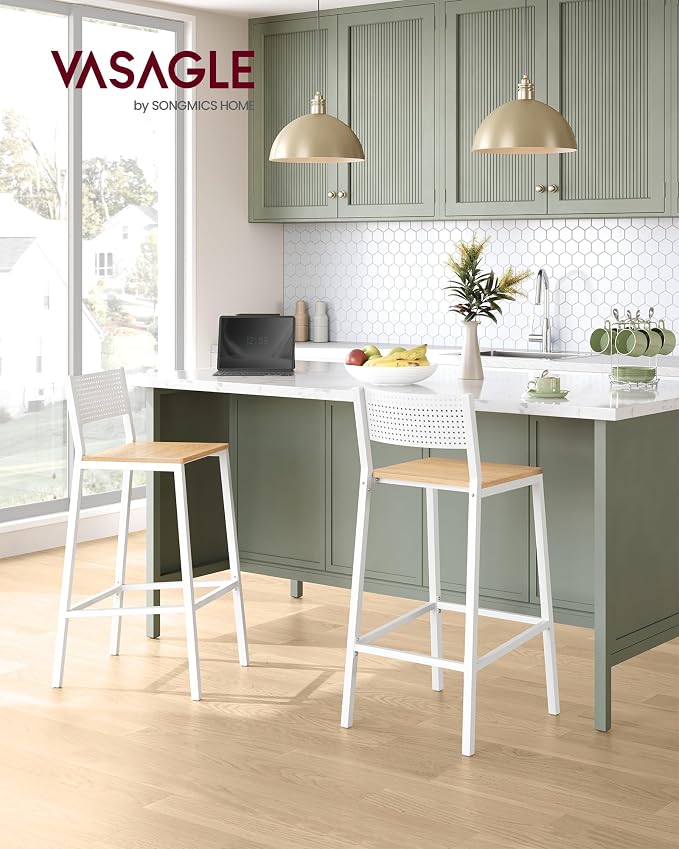 VASAGLE Bar Stool Set of 2, Bar Chairs - Image 2
