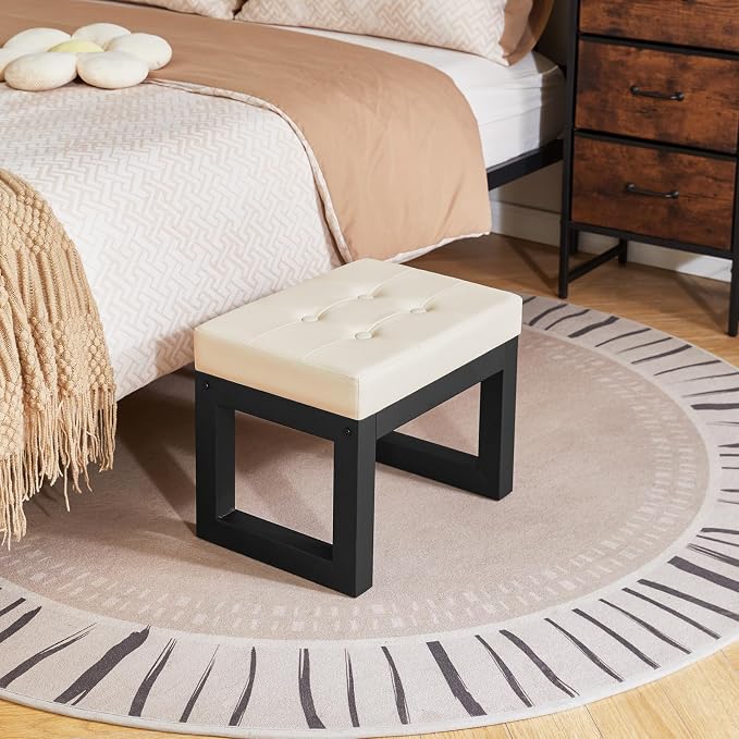 IBUYKE 16 Inch Small Foot Stool Ottoman, Rectangle PU Faux Leather Foot Rest - Image 8