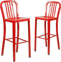 Flash Furniture Gael Commercial Grade 2 Pack 30" High Red Metal Indoor-Outdoor by FlashFurniture