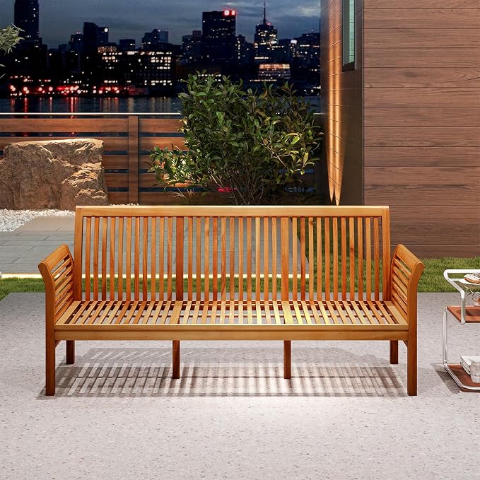 RELAX4LIFE 62.5’’ Outdoor Bench Acacia Wood - Image 8