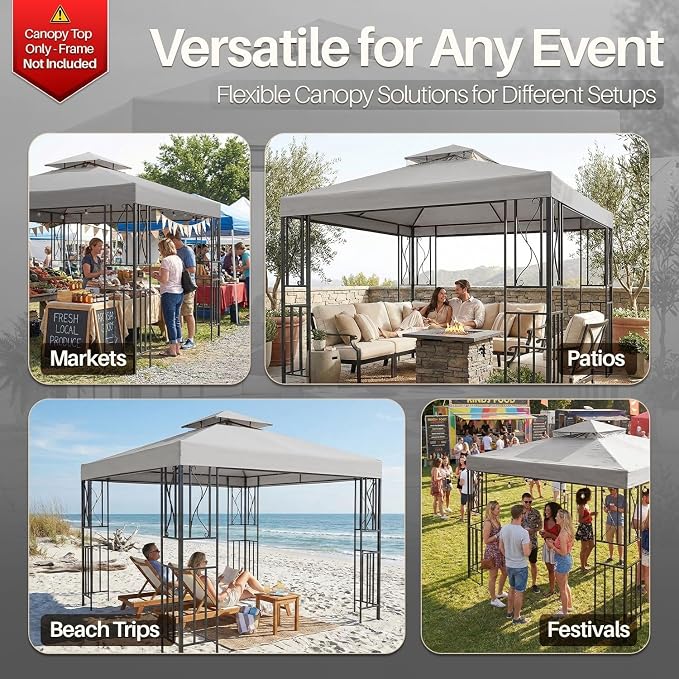 Flexzion Gazebo Cover Replacement Canopy Top 12x12 Ft - Image 9