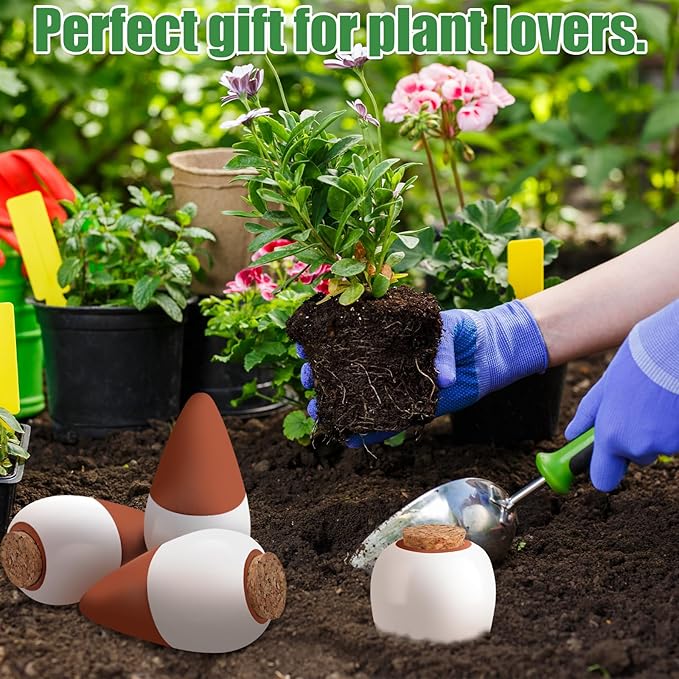 Terracotta Watering Spikes, 4 Pack Ollas Self Watering Globes, Slow Release - Image 6