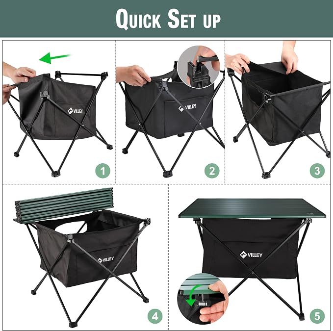 VILLEY Portable Camping Side Table, Ultralight Aluminum Folding Beach Table - Image 6