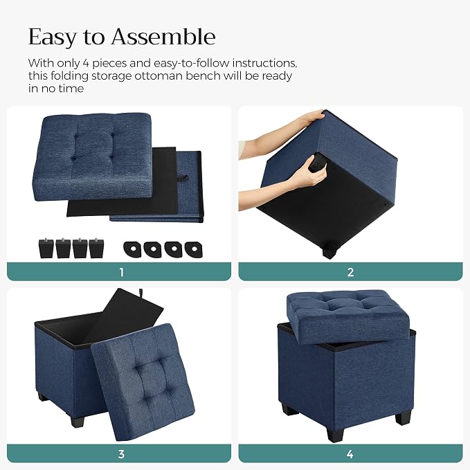 SONGMICS Storage Ottoman, Small Ottoman Foot Rest - Image 8