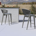 PURPLE LEAF Counter Height Bar Stool Set of 2 Modern Aluminum Rattan Wicker by PURPLELEAF