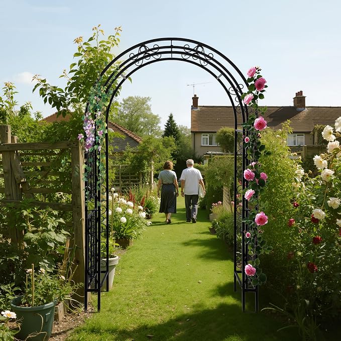 Garden Arch Arbor 83 Inches Tall, Heavy Duty Metal Iron Arbor - Image 9
