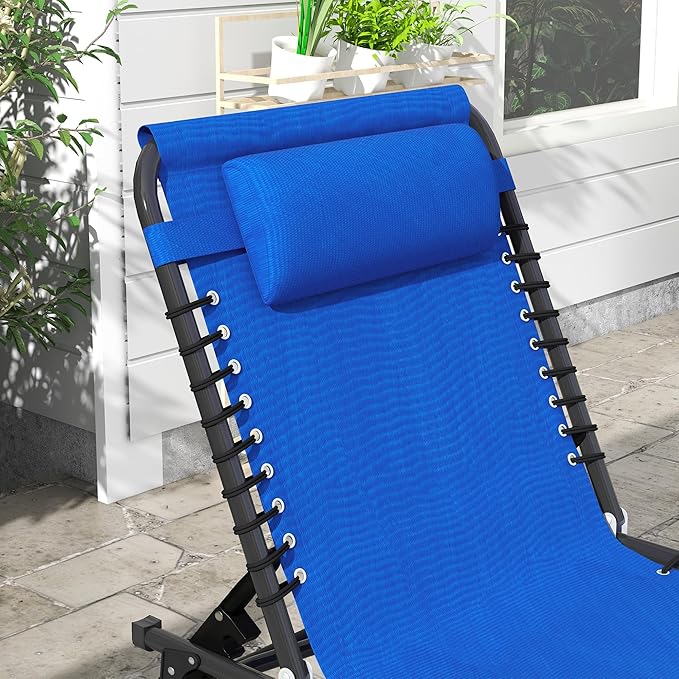Outsunny Folding Chaise Lounge Chair Set of 2, Patio Sun Tanning Chair - Image 8