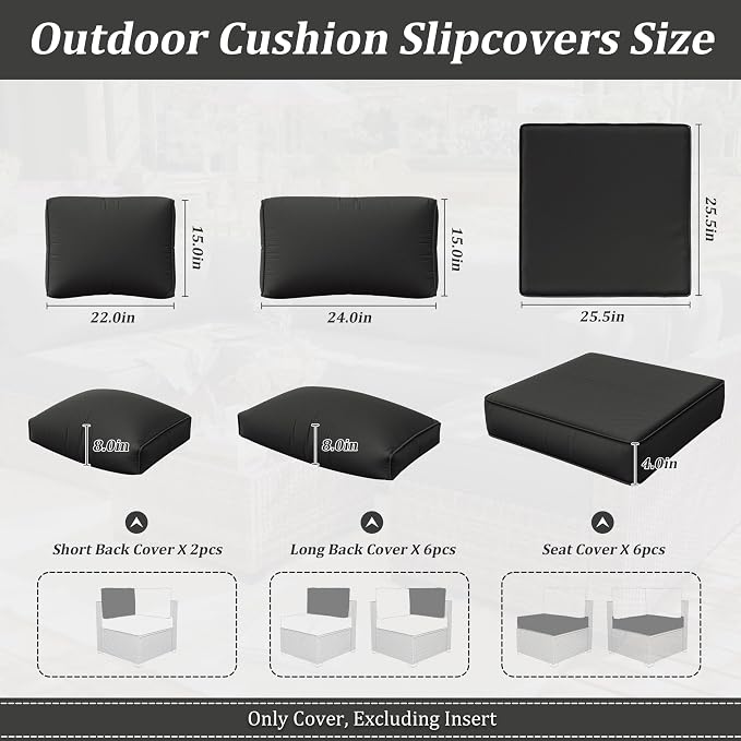 14 Pcs Outdoor Cushion Slipcovers Outdoor Patio Cushion Covers Replacement - Image 3