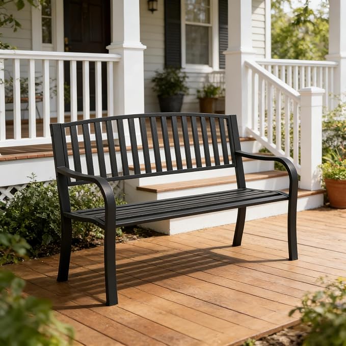 SHGJ&SOFT Outdoor Bench, Garden Bench, Outdoor Metal Frame Patio Park Bench - Image 3
