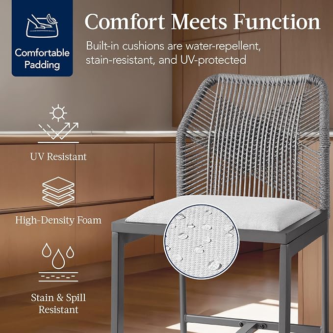 Best Choice Products Indoor Outdoor Counter Height Bar Stools Set of 2 - Image 4