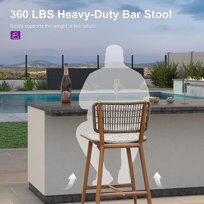 PURPLE LEAF Patio Counter Height Bar Stools Set of 4 Metal Bar Chairs - Image 8