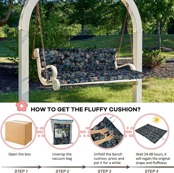 2-3 Seat Swing Replacement Cushion, Outdoor Bench Cushions - Image 6