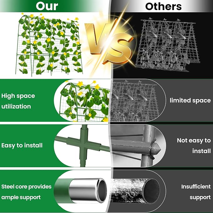 Cucumber Trellis for Raised Bed 64" L x 48" H, U-Shape Garden Trellis for - Image 5