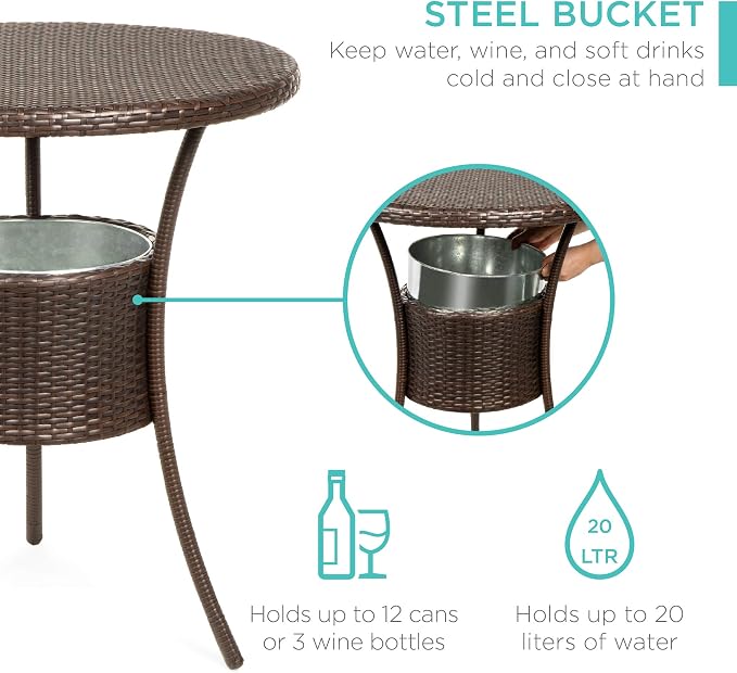 Best Choice Products 5-Piece Outdoor Wicker Bar Table Bistro Set Dining - Image 2