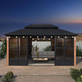 PURPLE LEAF 12' X 16' Patio Hardtop Gazebo Double Top Outdoor Screen Aluminum by PURPLELEAF