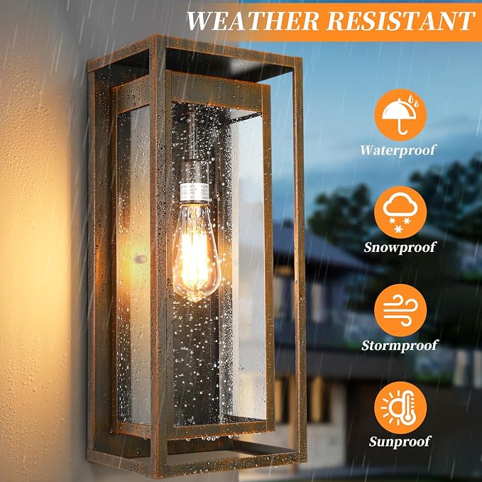 19" Outdoor Wall Lights, 2 Pack Large Size Antique Outdoor Sconce Lights - Image 3
