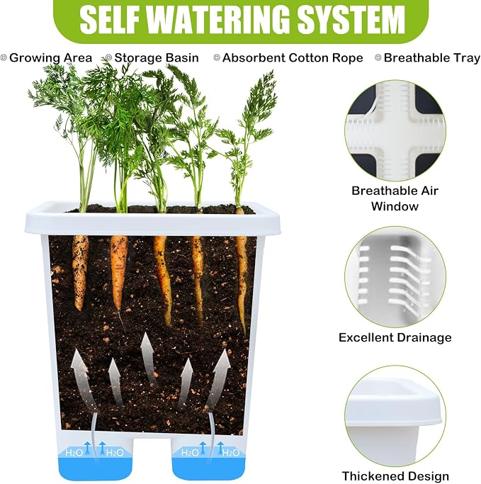 Growing Vegetable Planter Pot 3 Packs, 15 * 14.2 Inches Deep Rectangle Pots - Image 3