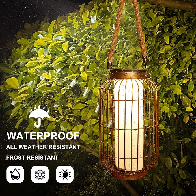 Large Outdoor Solar Lanterns Hanging Light Waterproof LED Garden Lights Solar - Image 4