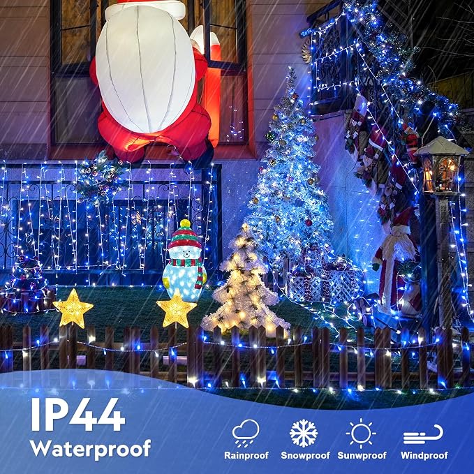 JMEXSUSS 400 LED Christmas Lights Indoor Outdoor, 132 ft 8 Modes Blue and White - Image 5