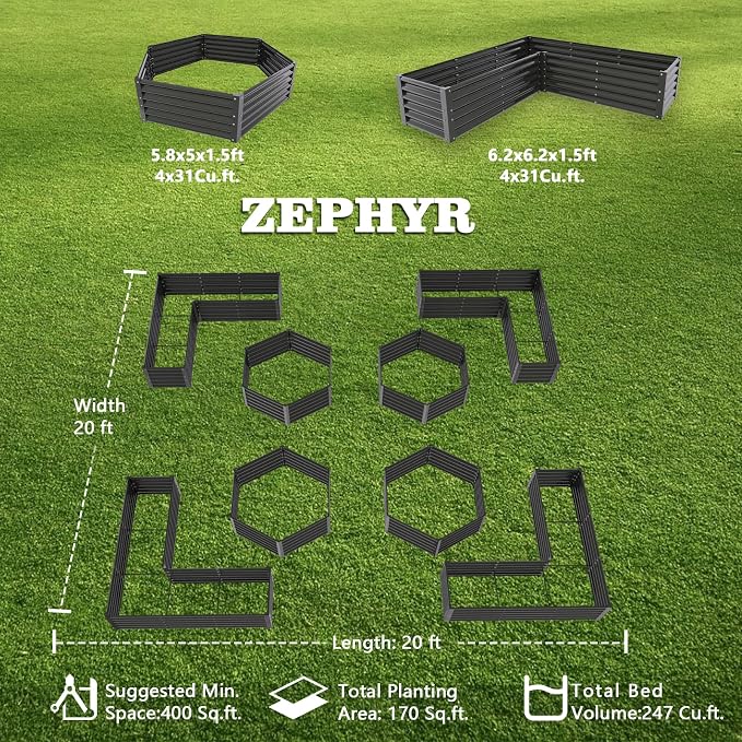 A ANLEOLIFE 8-Pack 70x60x18 in & 74x74x18 in Deep Root Galvanized Raised Garden - Image 2