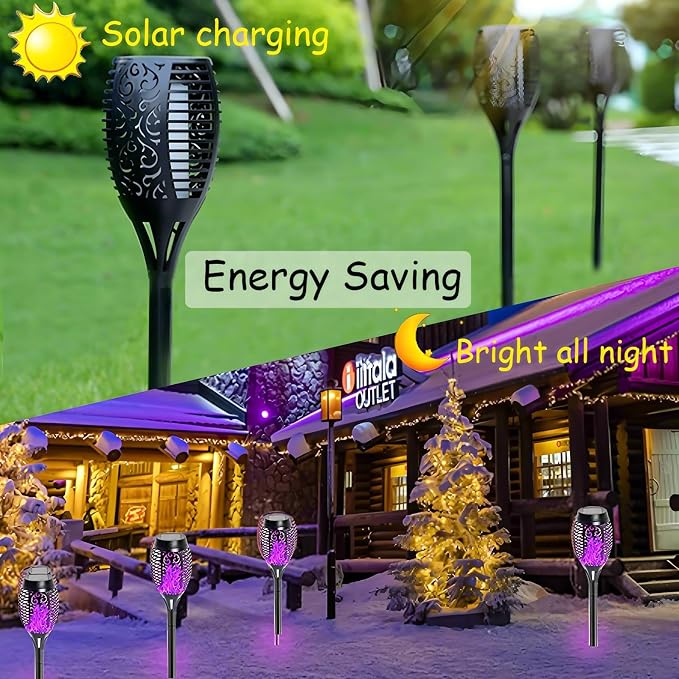 4 Pack Outdoor Solar Flame Light, Solar Lights Outdoor - Image 2