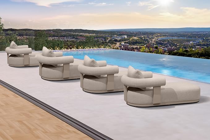 PURPLE LEAF Outdoor Chaise Lounge Set of 4 Chair Modern Aluminum Lounger Daybed - Image 3