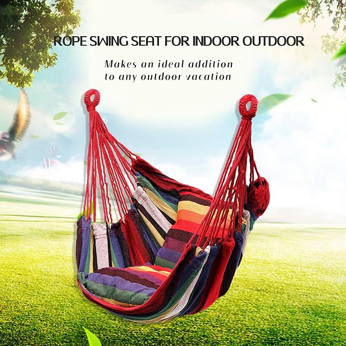 Hommtina Hammock Chair Hanging Rope Swing, Max 300 Lbs Hanging Chair - Image 3