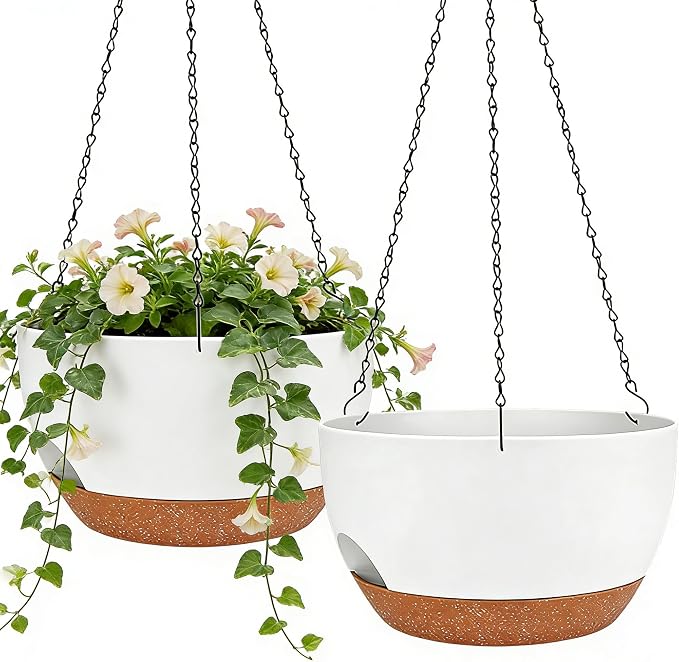 Set of 2-8 Inch Self Watering Hanging Planters by zople