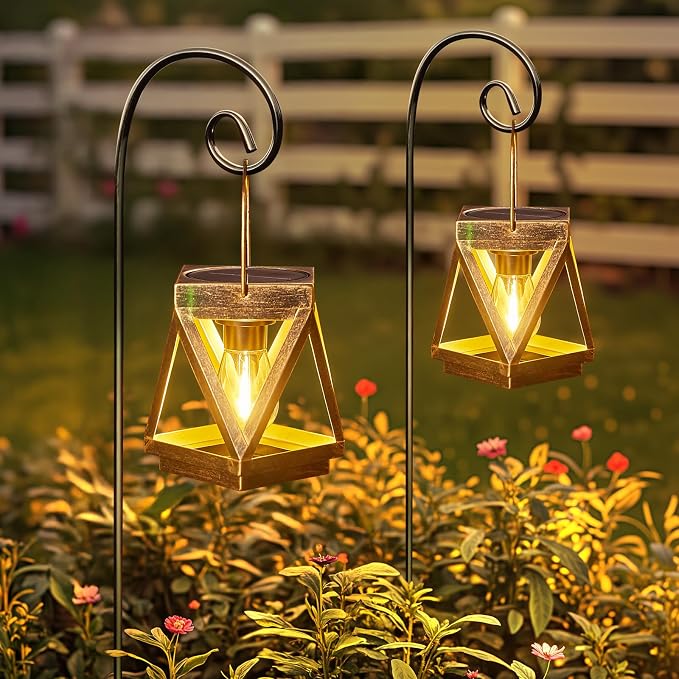 KOOPER Solar Lanterns Outdoor Waterproof, 4 Pack Upgraded Metal Hanging Solar - Image 3