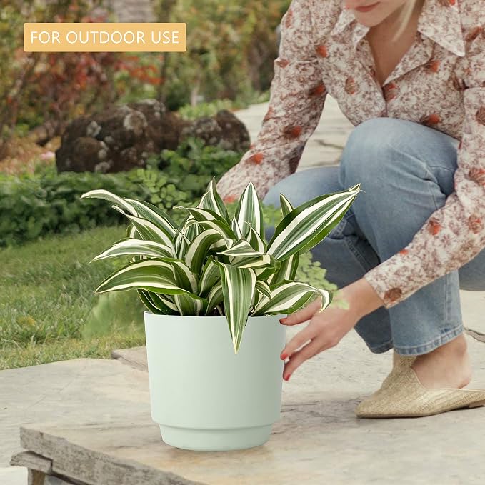 kubvici Indoor Plant Pots Set of 2 Planters 8 inch Plastic Planter - Image 8