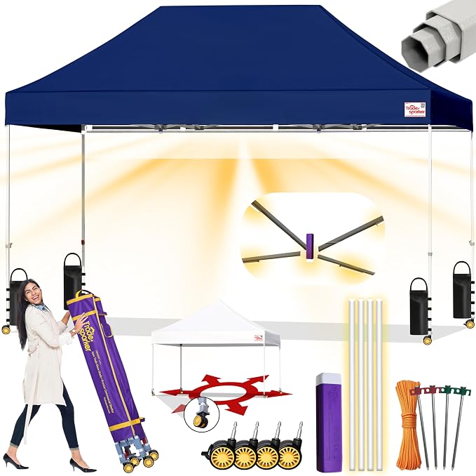 Tradesparker 10x15 Pop Up Canopy Tent, Commercial Movable Canopy by CommercialPopupCanopyRevolutionaryLightcurtainiSystem