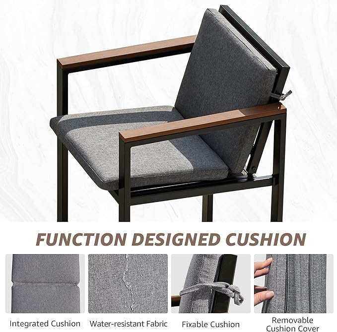 NATURAL EXPRESSIONS 3-Piece Bar Table and Chairs Set, Outdoor Bar Set - Image 4