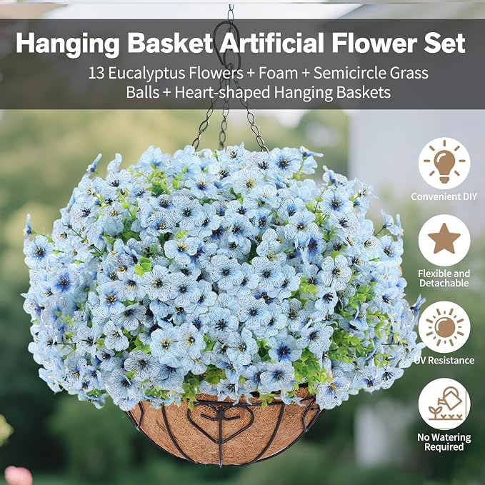 Artificial Hanging Flower for Outdoors, Fake Hanging Basket for Outside - Image 4