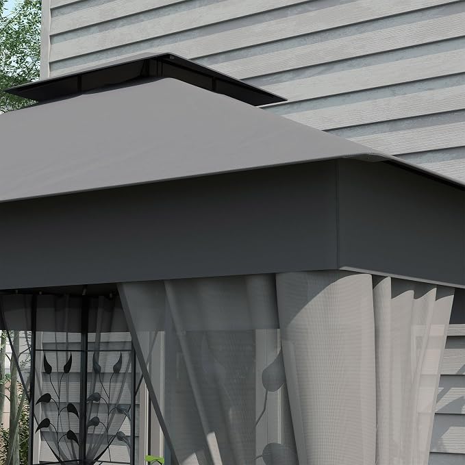 Outsunny 10' x 11.5' Metal Patio Gazebo, Double Roof Outdoor Gazebo Canopy - Image 9