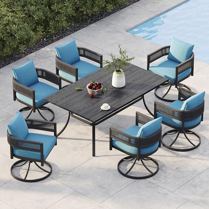 Grand patio Outdoor Dining Set, 7-Piece Patio Table and Chairs Set, Metal Woven by GrandPatio