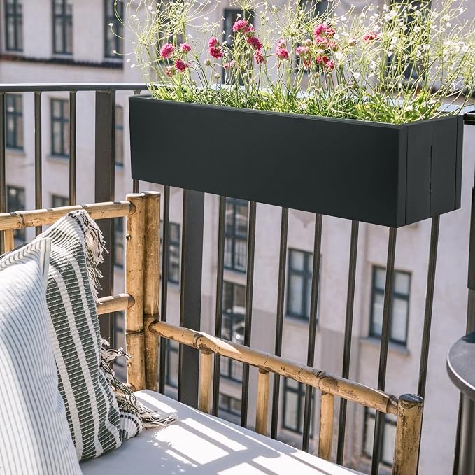 2 Pack Metal Railing Planter Box, 30 Inch Balcony Planters - Image 7