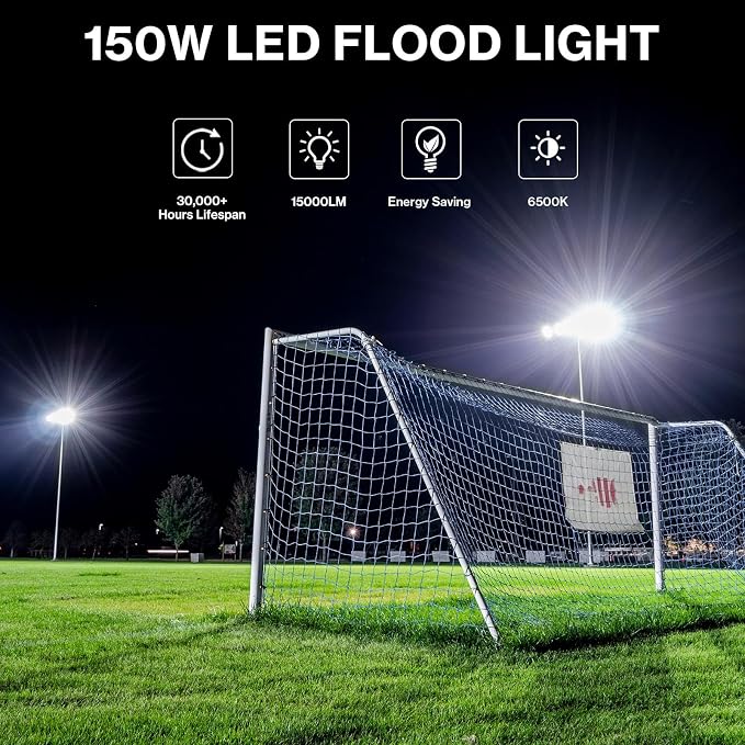 Olafus 2 Pack 150W LED Flood Light Outdoor, 15000LM Super Bright Work Lights - Image 3