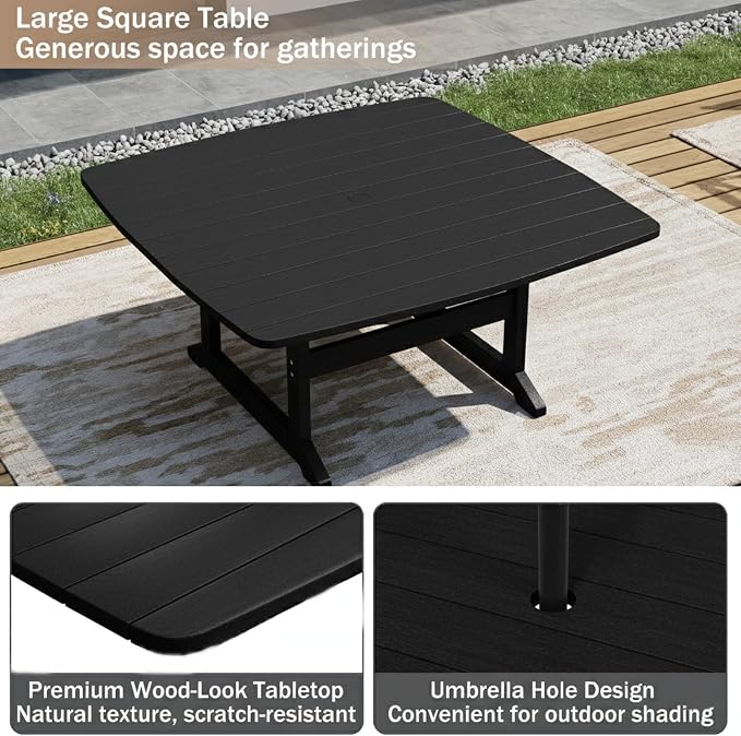 Outdoor Dining Set, HDPE 9-Piece Patio Table and Chairs Set, All-Weather - Image 5