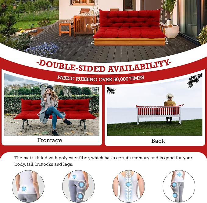 Outside Benches Cushion with Backrest, Thicken Waterproof Swing Cushions 2/3 - Image 4