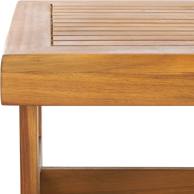 SAFAVIEH Outdoor Patio Furniture Collection Lynn Natural Brown Slatted Top - Image 9